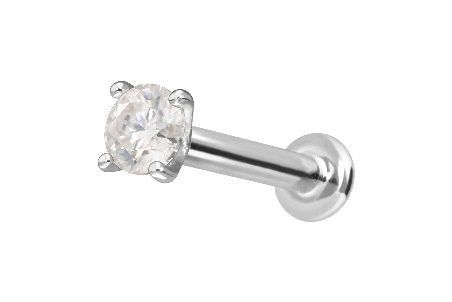 14 Karat Gold Labret Piercing mit Push Fit MOISSANIT